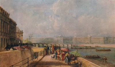 De Pont des Arts en het Louvre vanaf de Quai Conti door David Cox the elder