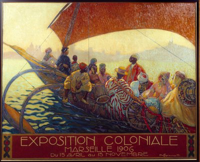 Kolonialisme: poster voor de nationale koloniale tentoonstelling in Marseille. Poster door David Dellepiane (1866-1932). 1906 Marseille, Musee de la Marine door David Dellepiane