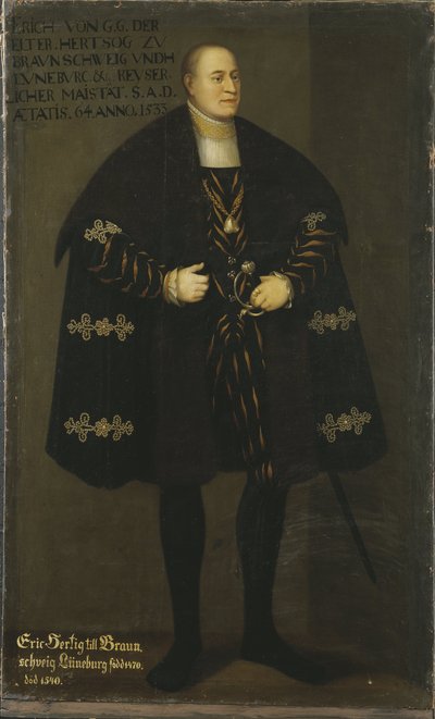 Portret van hertog Erik I van Brunswijk-Lüneburg (1470-1540), prins van Calenberg-Göttingen door David Frumerie