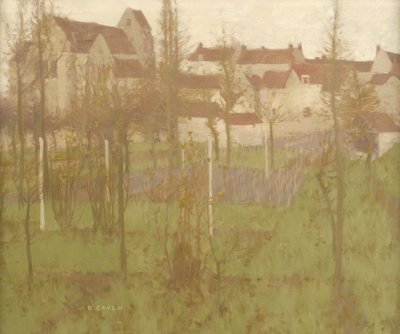 Grez vanaf de rivier, c.1896 door David Gauld