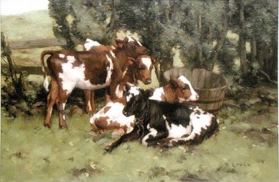 Drie kalveren, c.1920 door David Gould