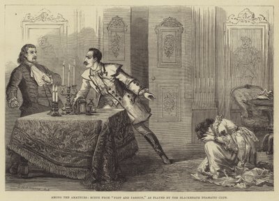 Onder de amateurs, scène uit Plot en Passion, gespeeld door de Blackheath Dramatic Club door David Henry Friston