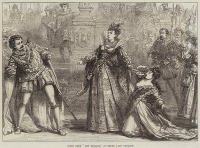 Scène uit Amy Robsart, in Drury Lane Theatre door David Henry Friston