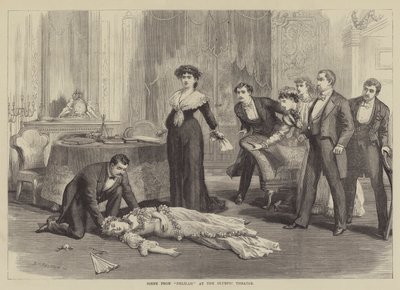 Scène uit Delilah in het Olympic Theatre door David Henry Friston