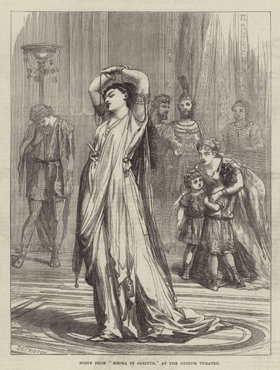 Scène uit Medea in Korinthe, in het Lyceum Theatre door David Henry Friston