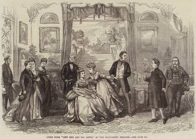 Scène uit Nieuwe Mannen en Oude Akers, in het Haymarket Theatre door David Henry Friston
