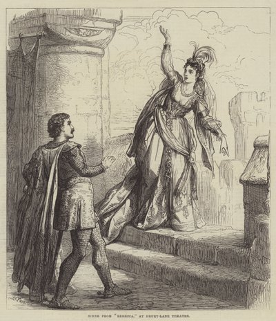 Scène uit Rebecca, in Drury-Lane Theatre door David Henry Friston