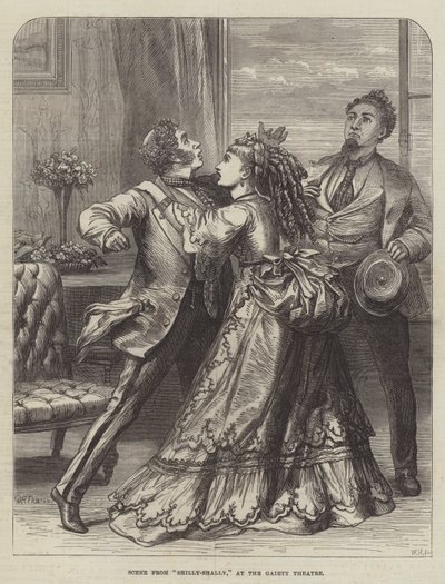 Scène uit Shilly-Shally, in het Gaiety Theatre door David Henry Friston
