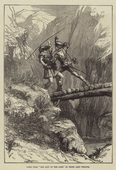 Scène uit The Lady of the Lake, in Drury Lane Theatre door David Henry Friston