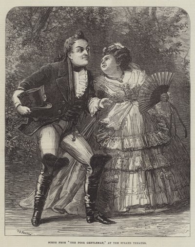 Scène uit The Poor Gentleman, in het Strand Theatre door David Henry Friston