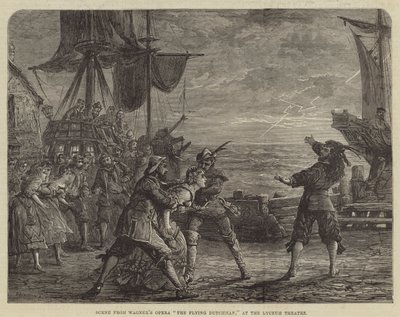 Scène uit Wagners opera De Vliegende Hollander, in het Lyceum Theatre door David Henry Friston