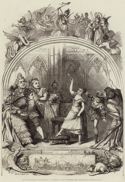 De Pantomime in Covent-Garden, Assepoester, het Bal van de Vlinders en het Feest van de Sprinkhanen door David Henry Friston