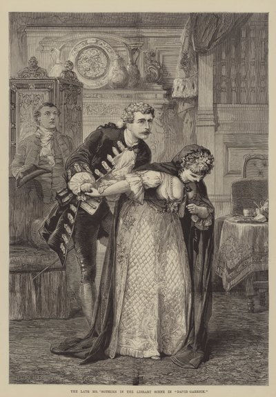 De overleden Mr. Sothern in de bibliotheekscène in David Garrick door David Henry Friston