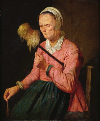 Vrouw met spinrok door David III Ryckaert