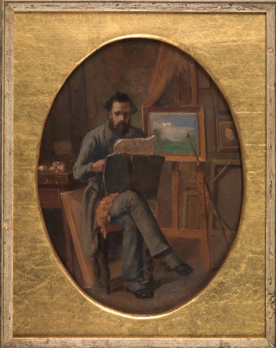 Een schilder in zijn atelier. De kunstenaar zelf (?) door David Jacobsen