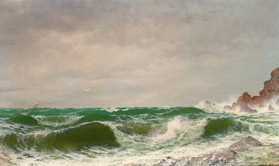 Golven die op een Rotsachtige Kust Breken, 1885 door David James