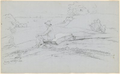 Studie voor "Witte Bergen vanuit North Conway, New Hampshire" [recto] door David Johnson