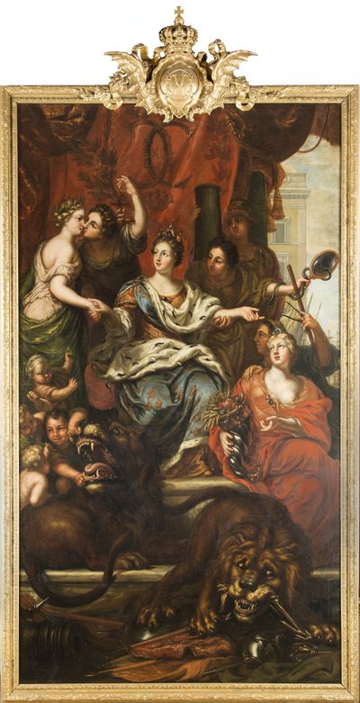 Allegorie über die friedliche Regierung von König Karl XI. door David Klöcker Ehrenstrahl