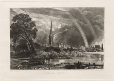 Salisbury Cathedral vanuit de Weiden Kleine Plaat, 1855 door David Lucas