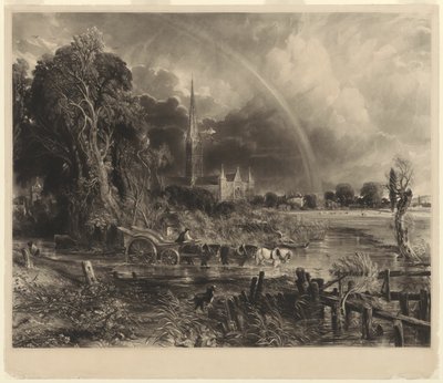 Kathedraal van Salisbury vanuit de weiden: de regenboog door David Lucas