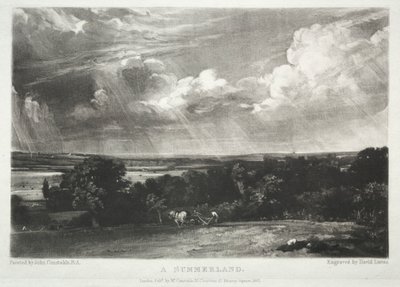 Verschillende onderwerpen van landschap, kenmerkend voor Engels landschap uit schilderijen van John Constable, R.A.: Een zomerland door David Lucas
