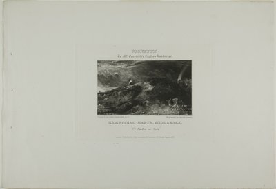Vignet bij het Engelse landschap van Mr. Constable. Hampstead Heath Middlesex. Ut Umbra sic Vita door David Lucas