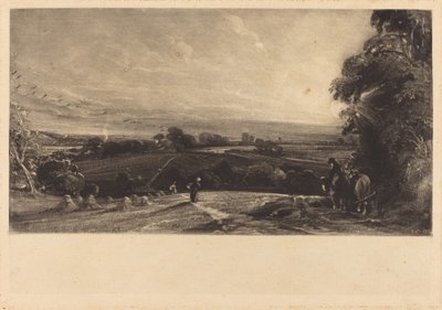 Herfstzonsondergang door David Lucas after John Constable