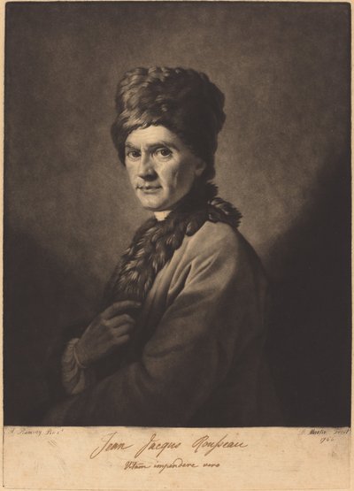 Jean Jacques Rousseau door David Martin after Allan Ramsay