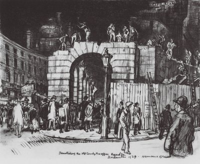 Londen: Het Einde van het Circus (kleur litho) door David Muirhead (after) Bone