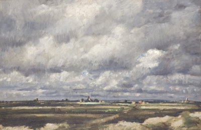 Storm over weideland (Olieverf op doek) door David Muirhead
