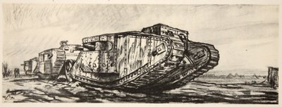 Een rij tanks, illustratie uit 