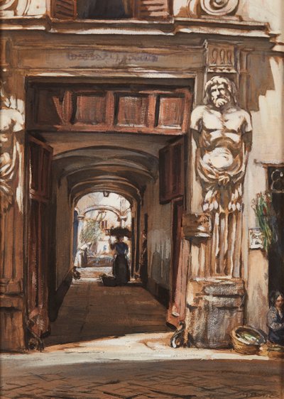 Een oud paleis, Rome door David Muirhead Bone