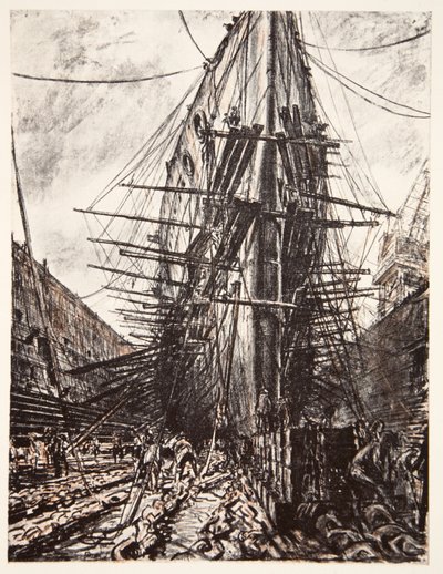 HMS Lion in droogdok, illustratie uit 