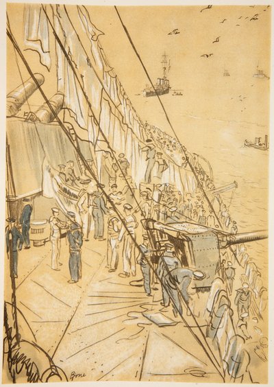 Op een slagschip: luchten van dekens, illustratie uit 
