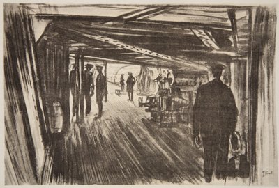 Aan boord van een slagkruiser: tussen dekken, illustratie uit 