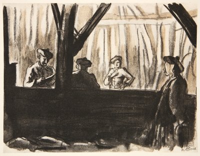 Schotse soldaten in een Franse schuur, illustratie uit 