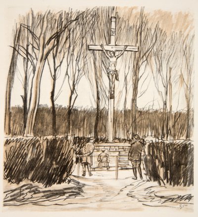 Het monument op het veld van Agincourt door David Muirhead Bone