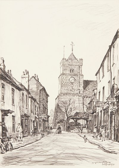 De Oude Kerk, Seaford door David Muirhead Bone