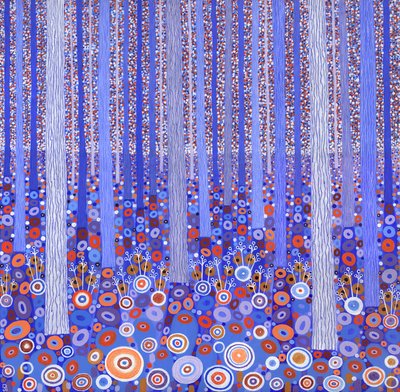 Blauw Oranje Bos, 2015 (acryl op doek) door David Newton
