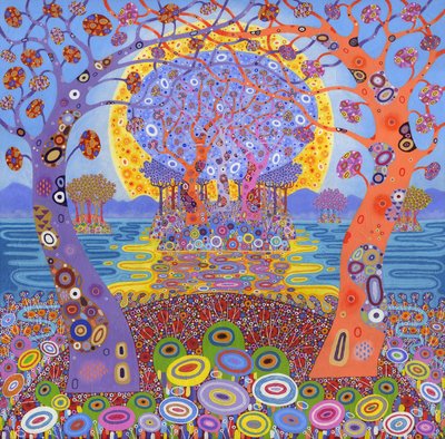 Return To The Welcome Hills, 2014 (acryl op doek) door David Newton