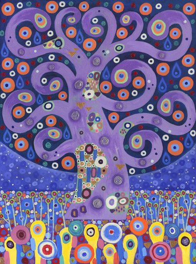 De pauwenboom, 2011 (acryl op doek) door David Newton