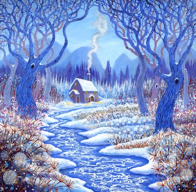 Winterbessen, 2017 (acryl op doek) door David Newton