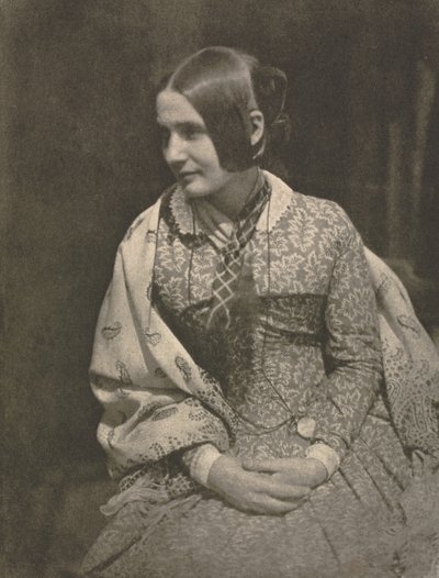 Dame in Gebloemde Jurk door David Octavius Hill