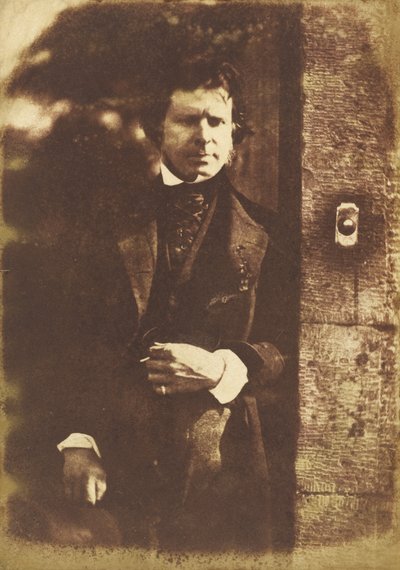 David Octavius Hill bij de poort van Rock House, Edinburgh door David Octavius Hill and Robert Adamson