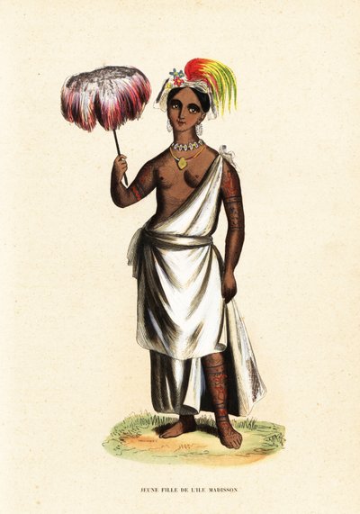 Piteenee, een jonge vrouw van Nuku Hiva, Marquesaseilanden (Frans-Polynesië) door David Porter
