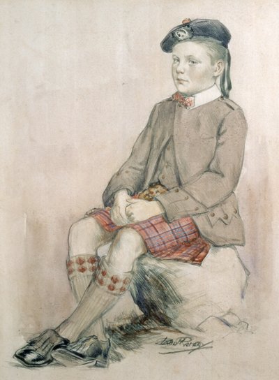 Prins van Wales, later Edward VIII, 8 jaar oud, gekleed in Royal Stuart Tartan door David Ramsay