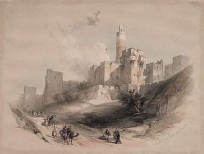 Citadel van Jeruzalem, buiten de Muren, Toren van David door David Roberts
