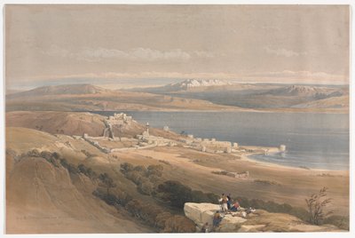 Stad Tiberias aan het Meer van Galilea, kijkend naar Hebron door David Roberts