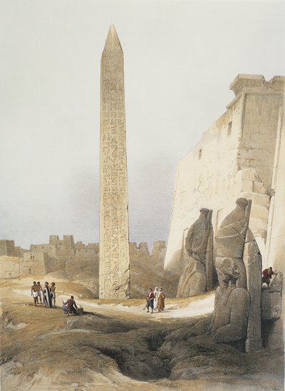 Egypte, Obelisk bij de tempel van Luxor, gravure door David Roberts
