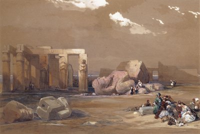 Fragmenten van de Grote Kolossen bij het Memnonium, Thebe, 1838 door David Roberts